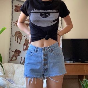 Vintage high waisted light wash denim cut offs